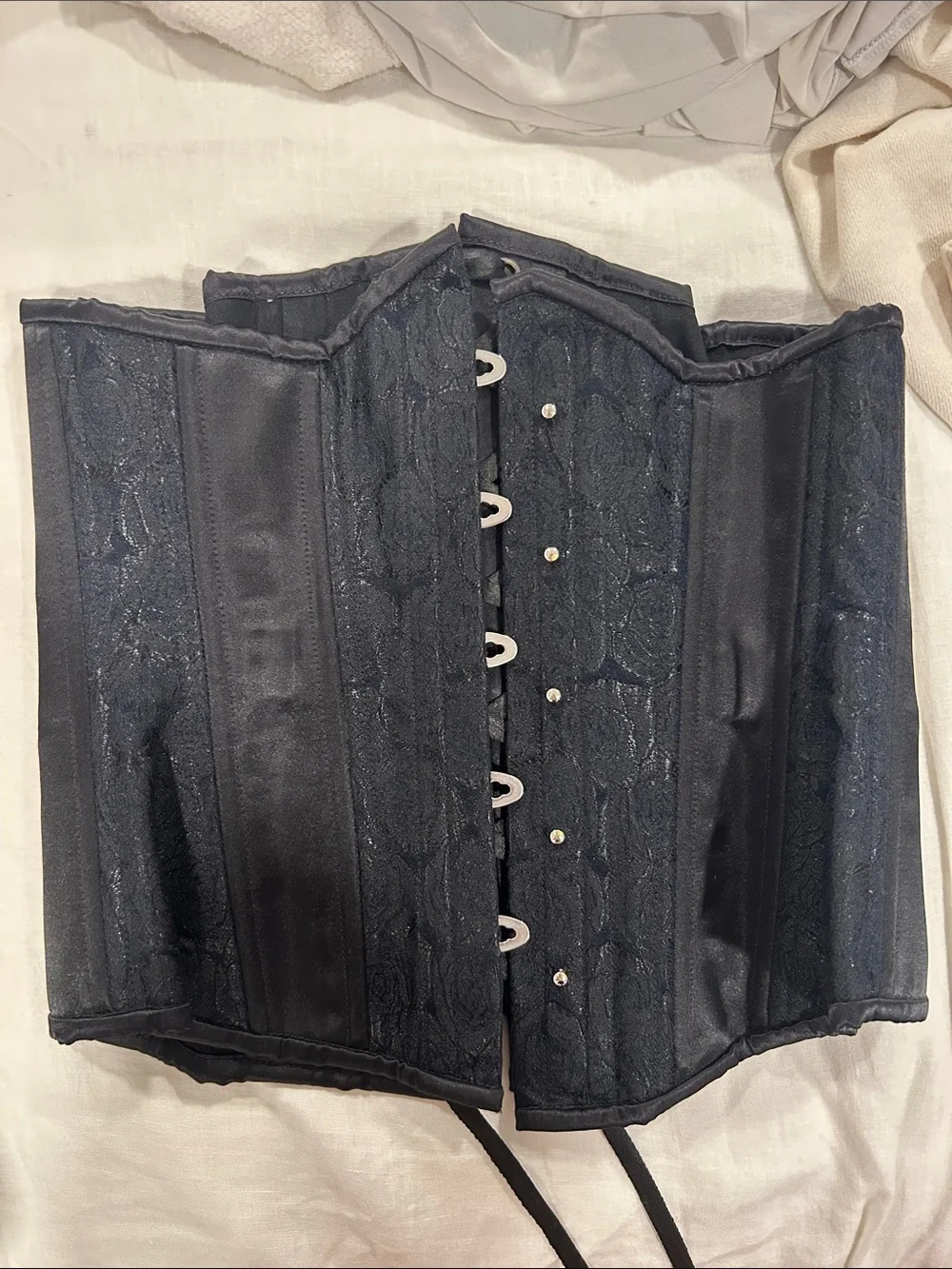 Black Lace-Front Waist Cincher Corset - Unbranded